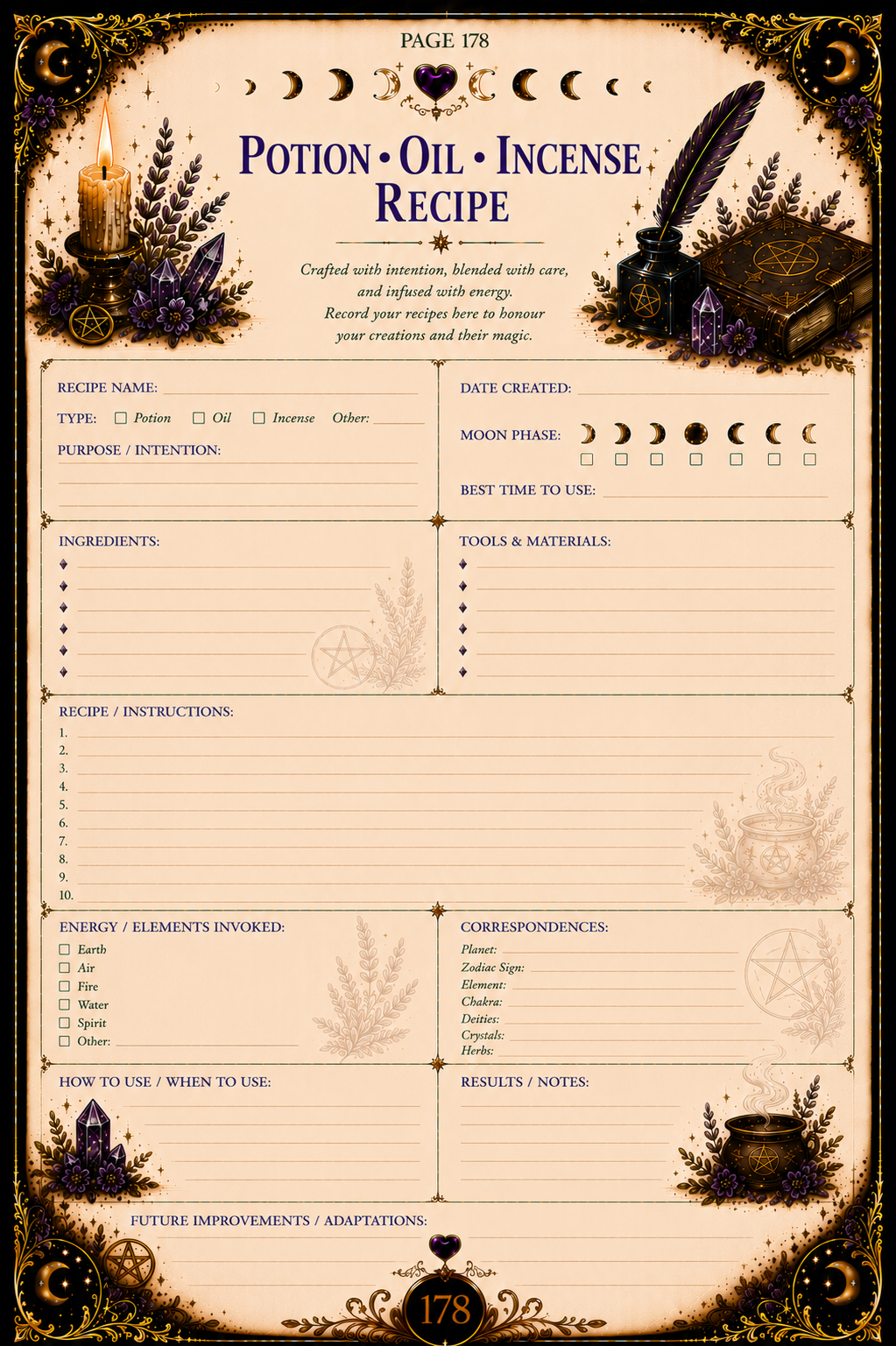 Book of Shadows – Printable & Interactive PDF Journal