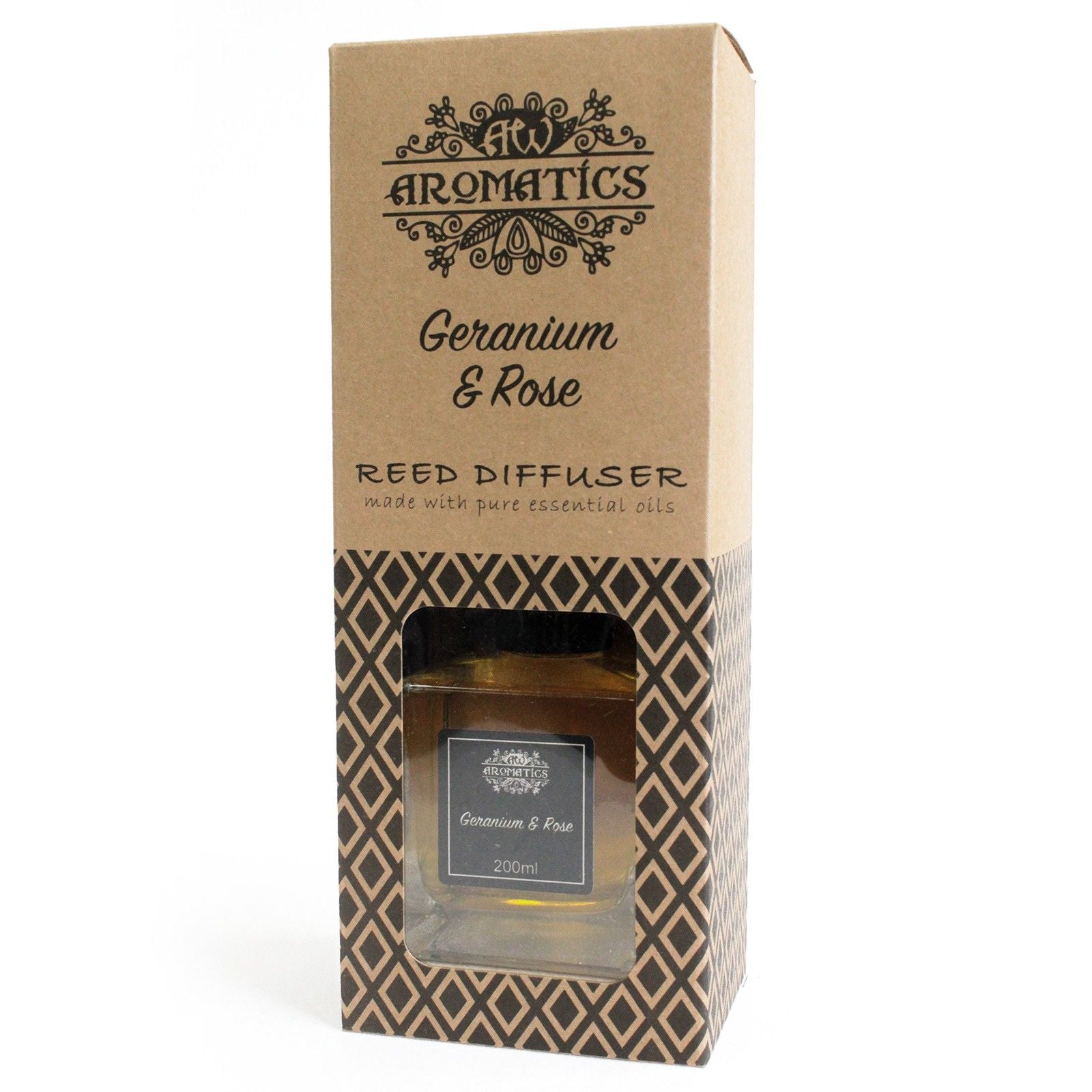 200ml Geranium & Rose Essential Oil Reed Diffuser for Home Fragrance