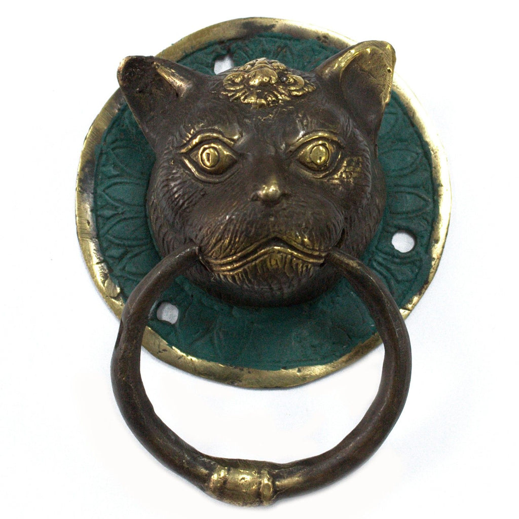 Brass Door Knocker Cats Head Design for Timeless Home Elegance