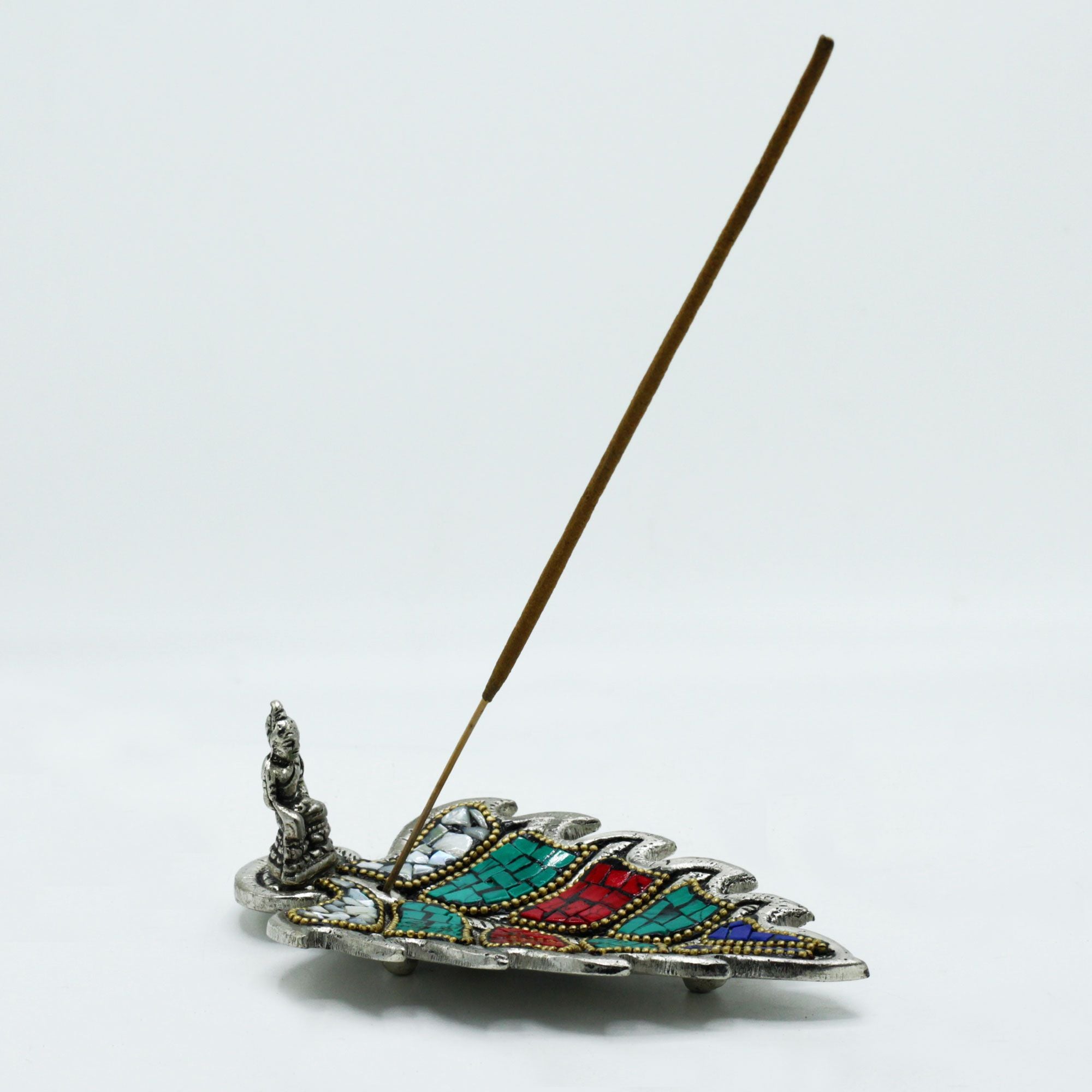 Buddha Leaf Tibetan Incense Holder with Serene Buddha Design