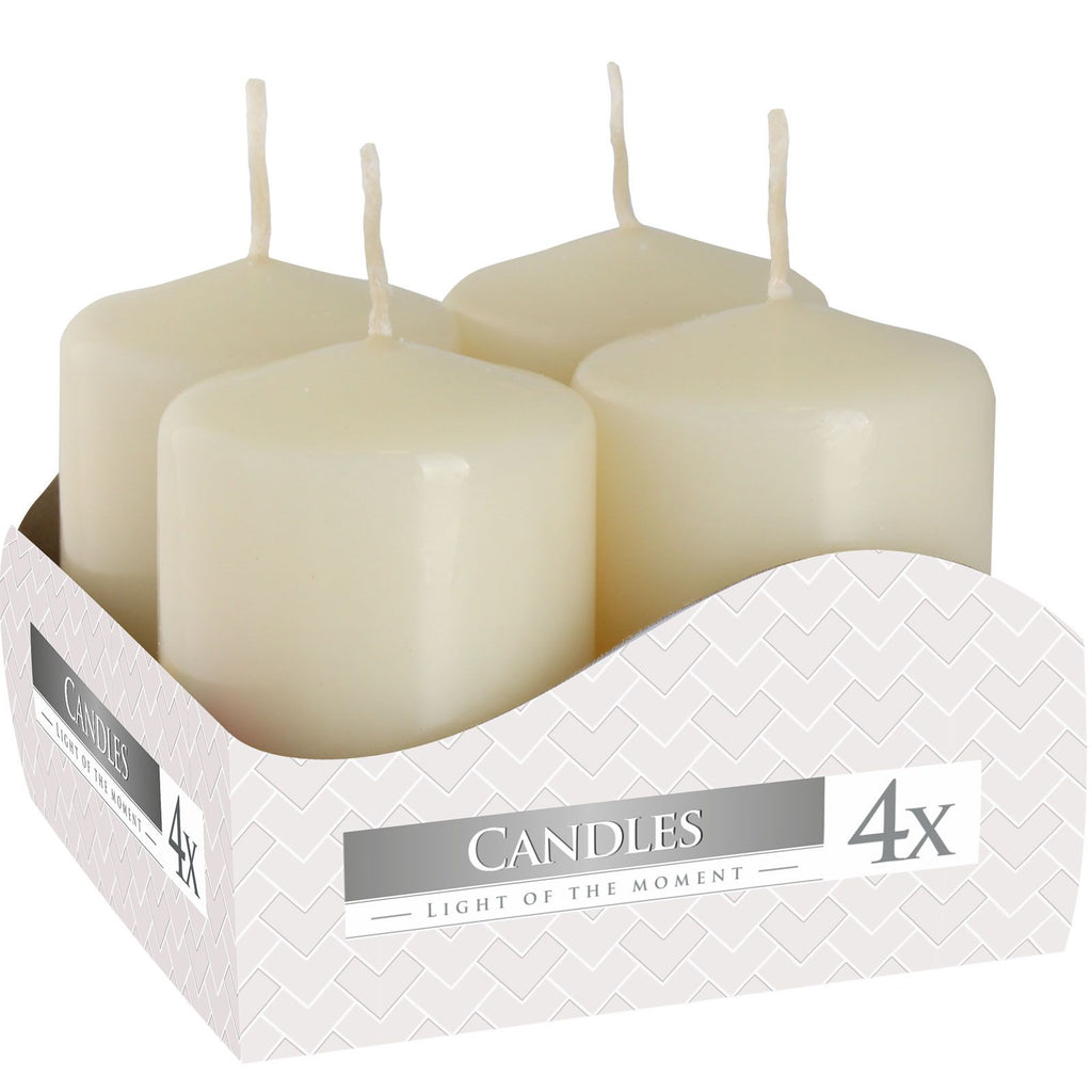 Set of 4 Ivory Pillar Candles for Home Decor and Ambiance