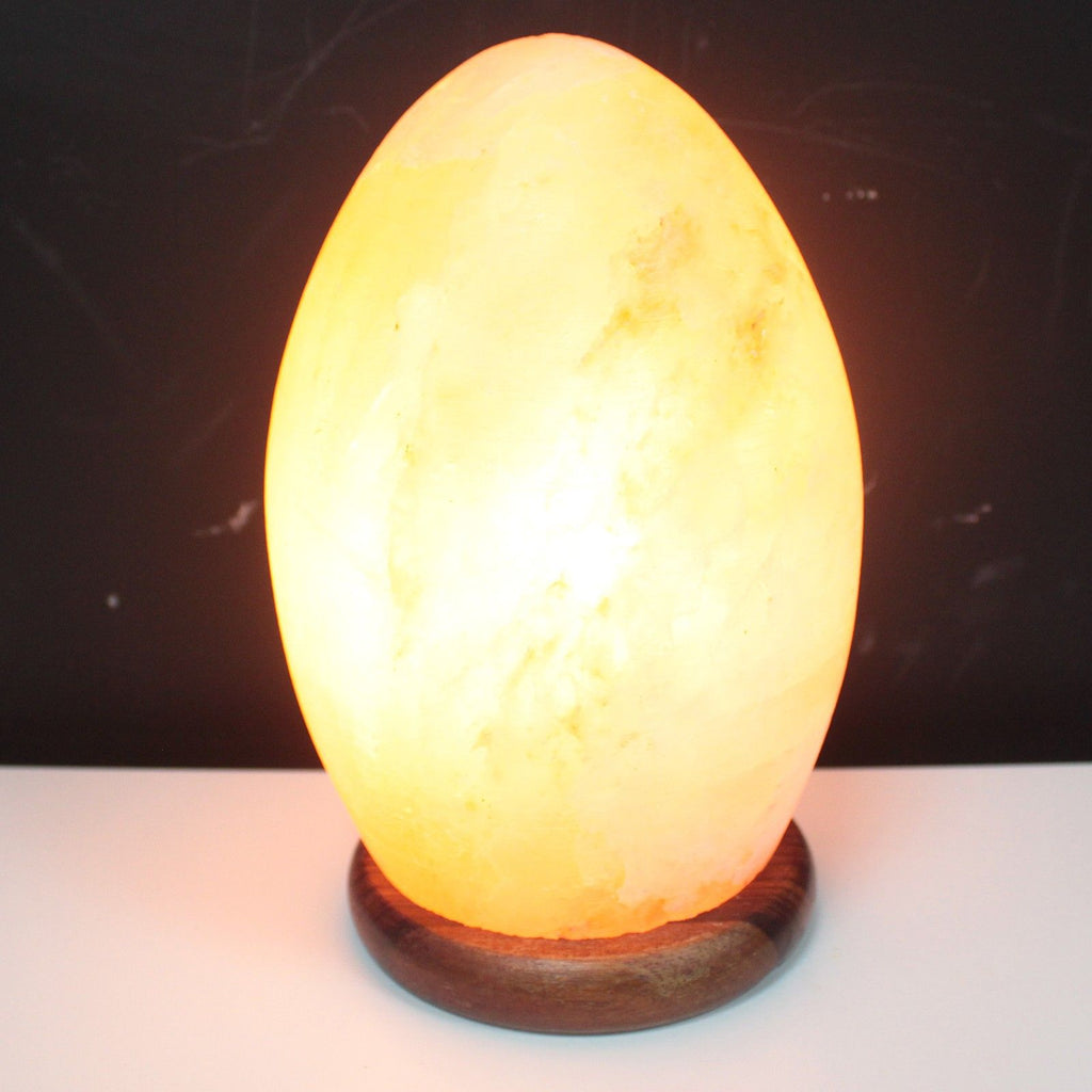 Himalayan Salt Lamp Egg with Wooden Base for Unique Home Decor
