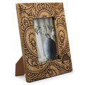 Large Black Mango Wood Picture Frame with Buddha Design for Photos