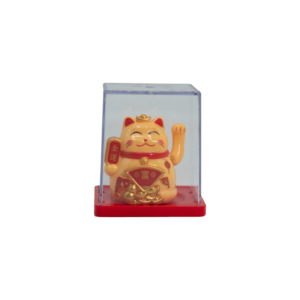 Mini Solar Powered Money Cat in Box Yellow Decorative Accent