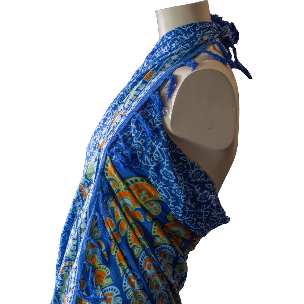 Teal Orange Mandala Sarongs for Stylish Beachwear and Versatile Use