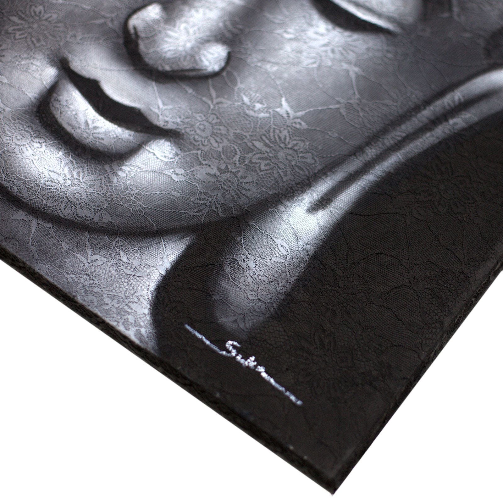 Buddha Painting with Grey Brocade Detail for Elegant Home Decor