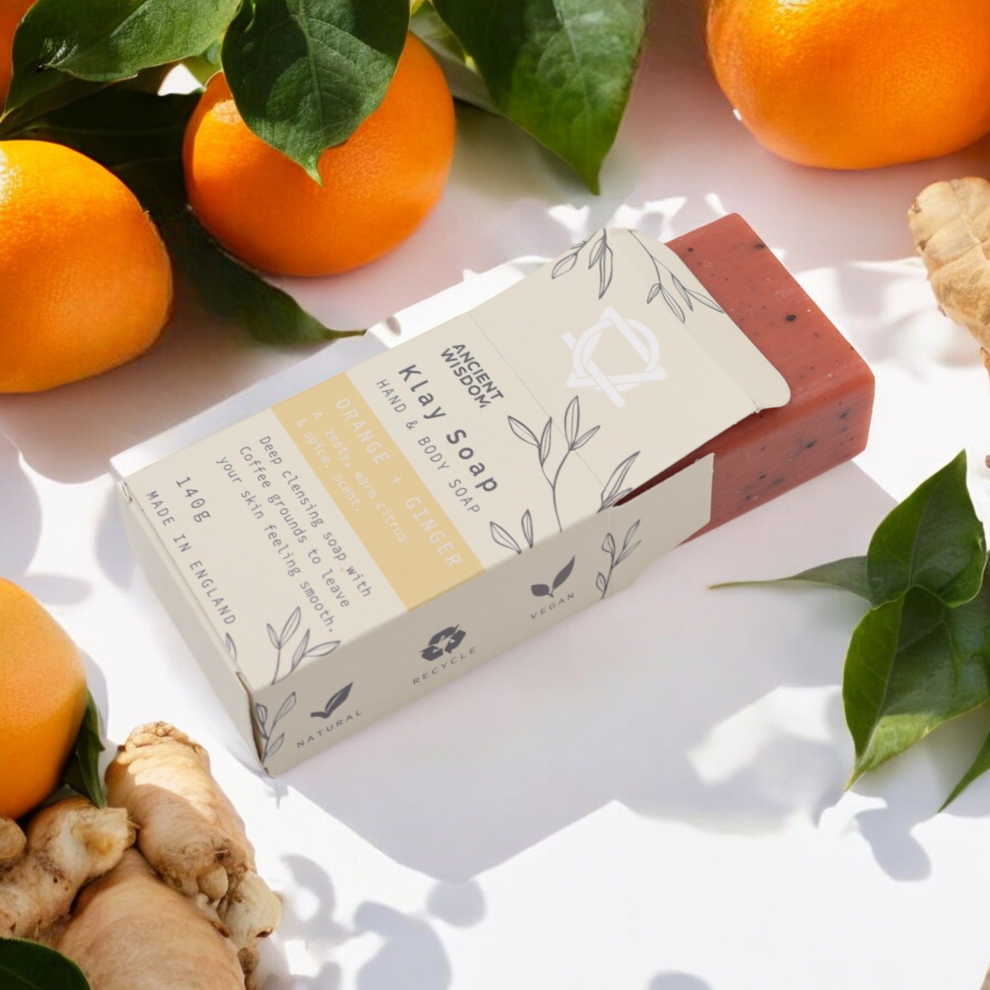Klay Soap Energising Orange and Ginger Exfoliating Cleanser Bar