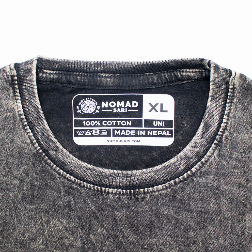 Nomad Sari Stonewashed Cotton T Shirt with Compass of Life Design
