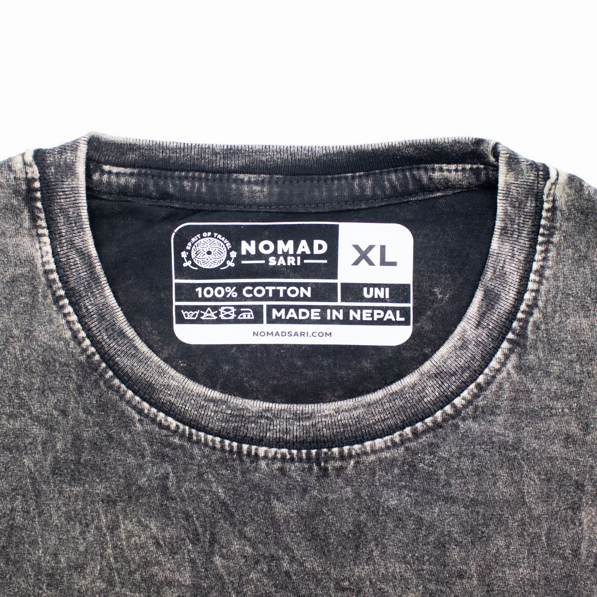 Nomad Sari Stonewashed Cotton T Shirt with Compass of Life Design