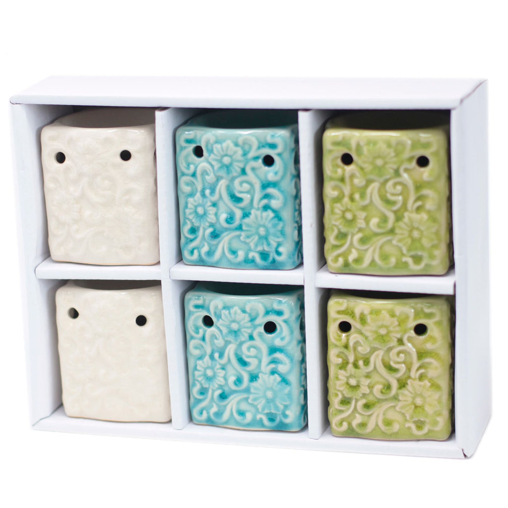Classic Small Square Floral Oil Burners for Home Fragrance Use