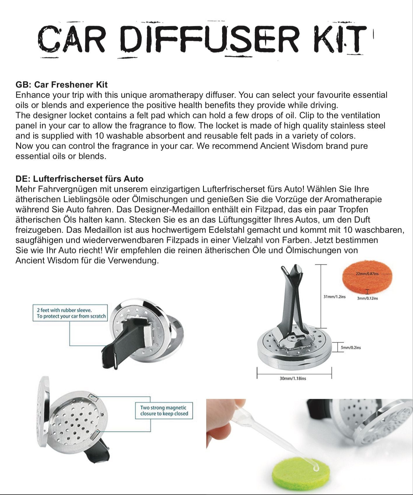 Tree of Life Car Diffuser Kit for Aromatherapy on Your Journey