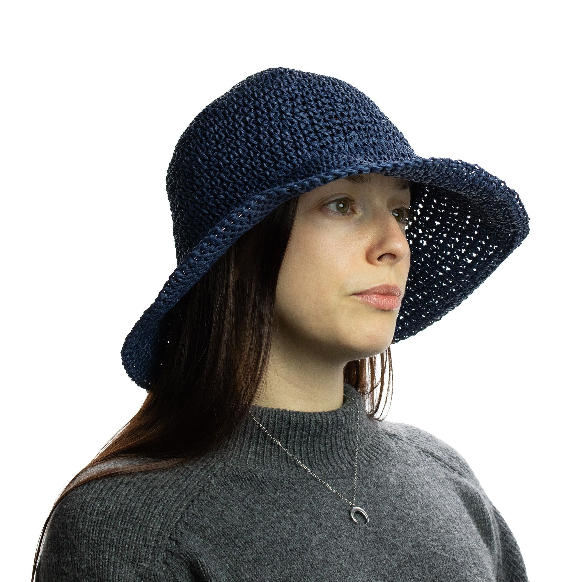 Nomad Sari Floppy Straw Sun Hat in Navy Blue for Summer Style