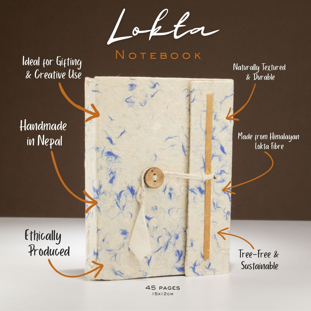 Lokta Mixed Blue Cotton Notebook Medium Size for Daily Use