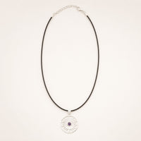 Indian Devotional Pendant - Silver Plated (45cm Cord)- Sun Worship Amethyst