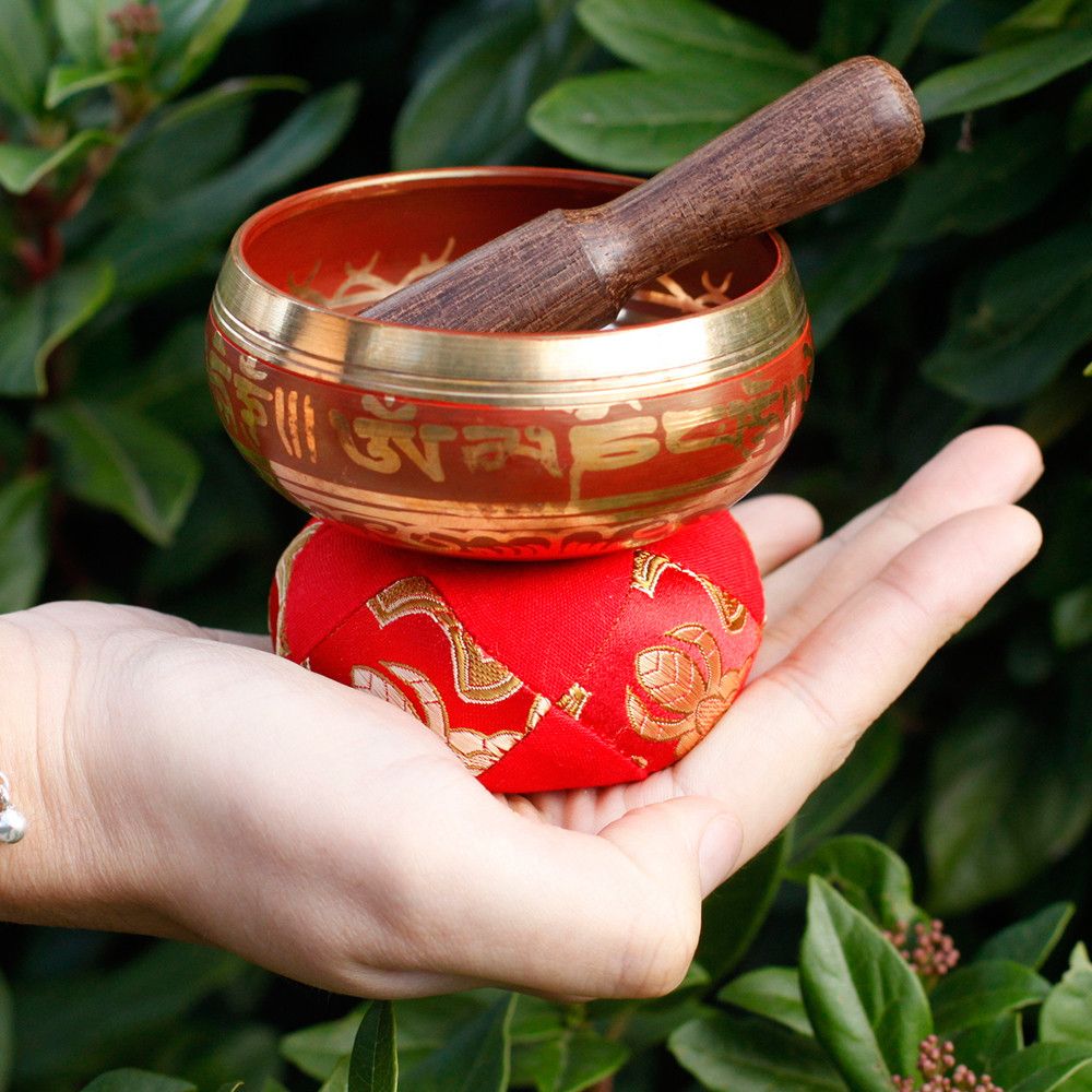 Mini Singing Bowl Gift Set in Red with Cushion and Stick Included