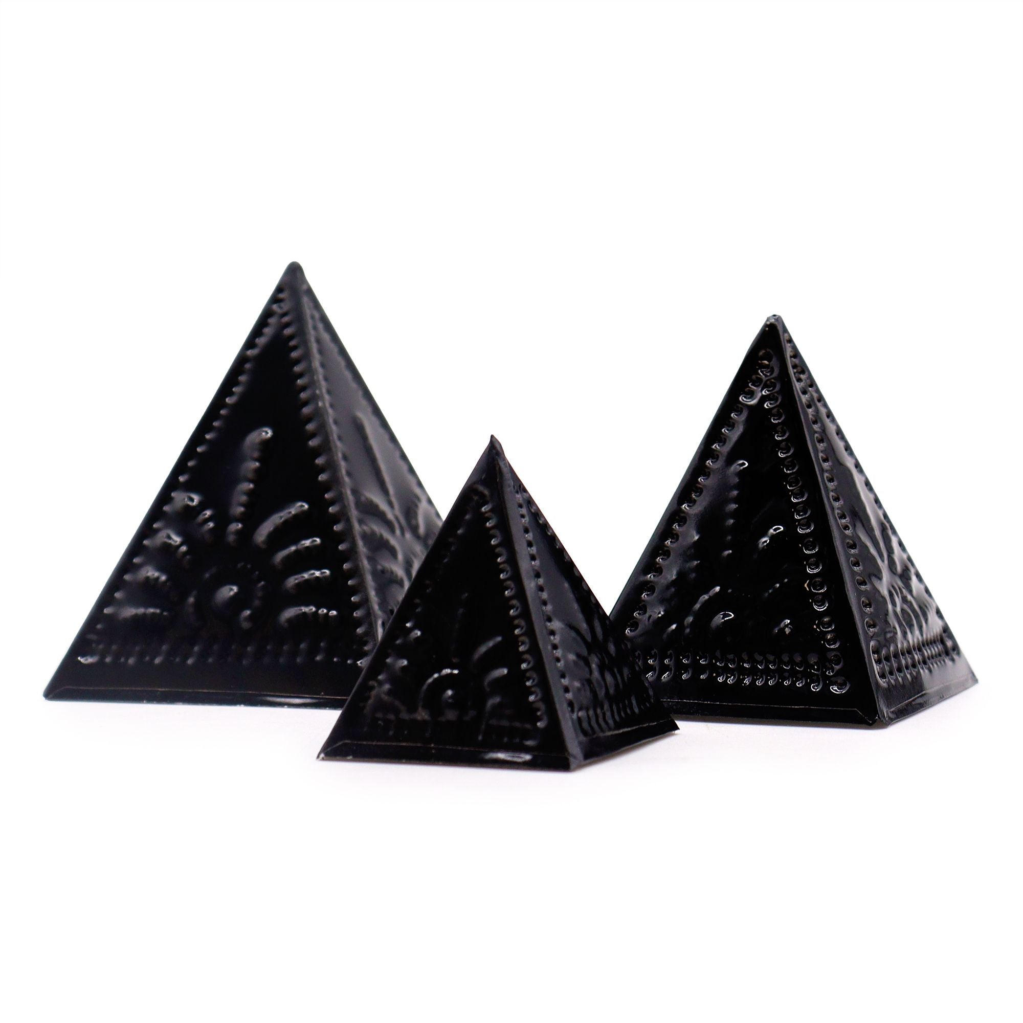 Incense Powder Mould Set Black with Three Pyramid Sizes
