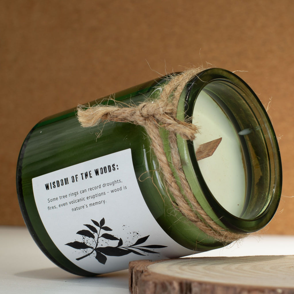 Greenman Woodwick Soy Candle Sage & Mintwood in Green Glass Jar