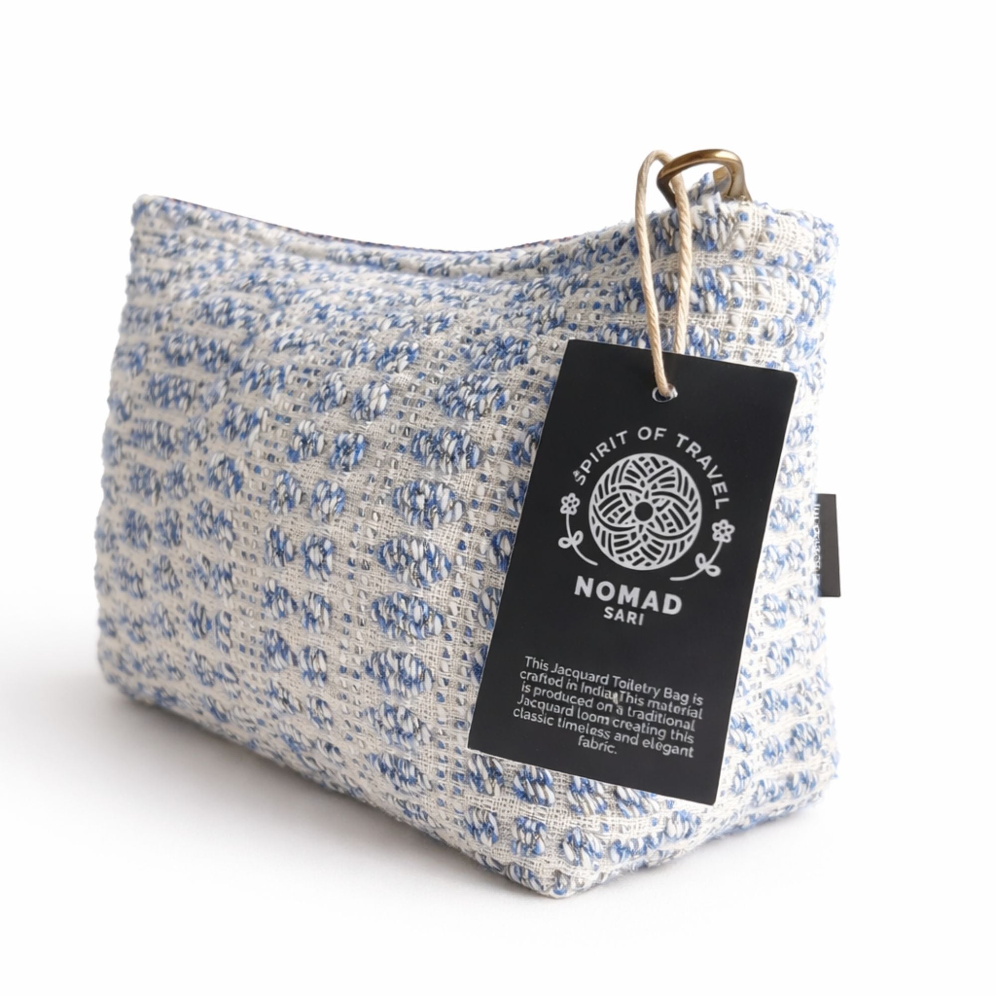 Nomad Sari Indian Jacquard Toiletry Bag in Indigo Echo Design