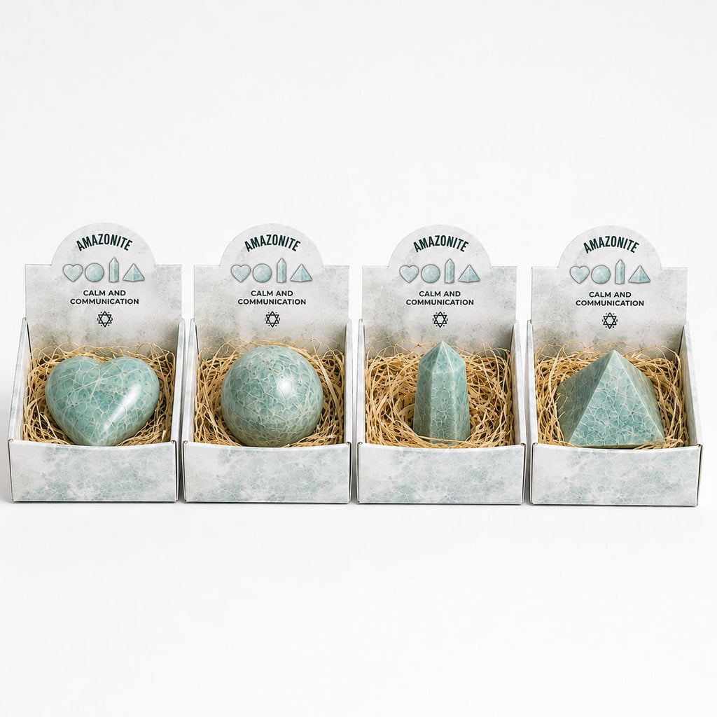 Four Gemstone Shapes Set of Amazonite for Home Decor Accents