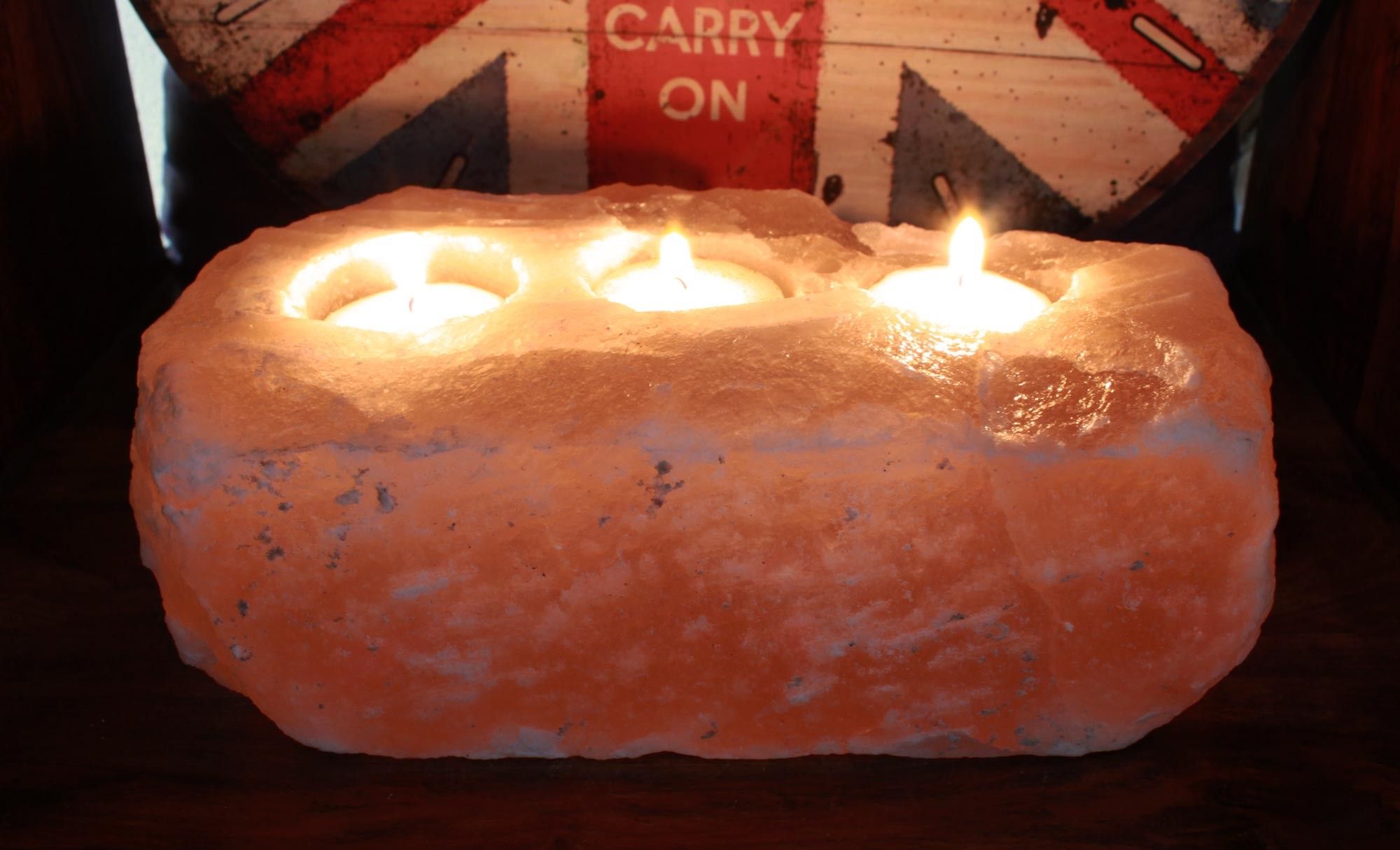 Natural Himalayan Salt Candle Holder with 3 Unique Holes for Decor