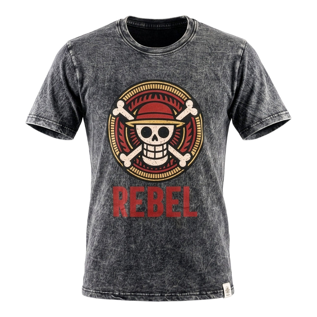 Nomad Sari Stonewashed Cotton T Shirt Rebel Charcoal Medium Size