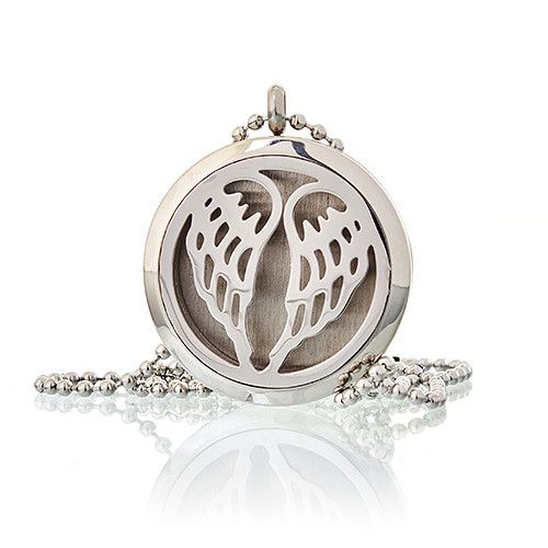 Aromatherapy Diffuser Necklace with Angel Wings Design 30mm Size