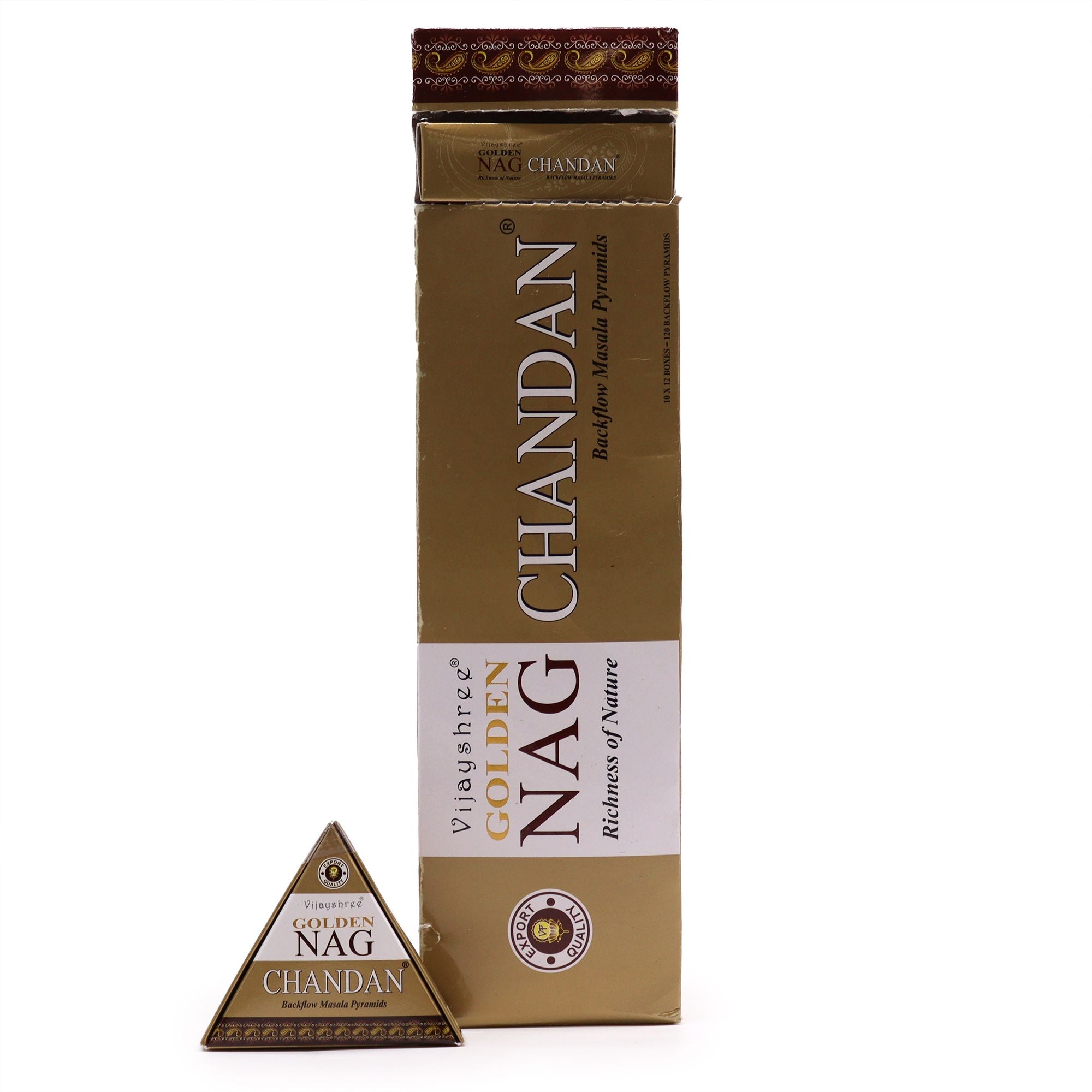 42g Jumbo Golden Nag Chandan Backflow Incense Cones with Aroma