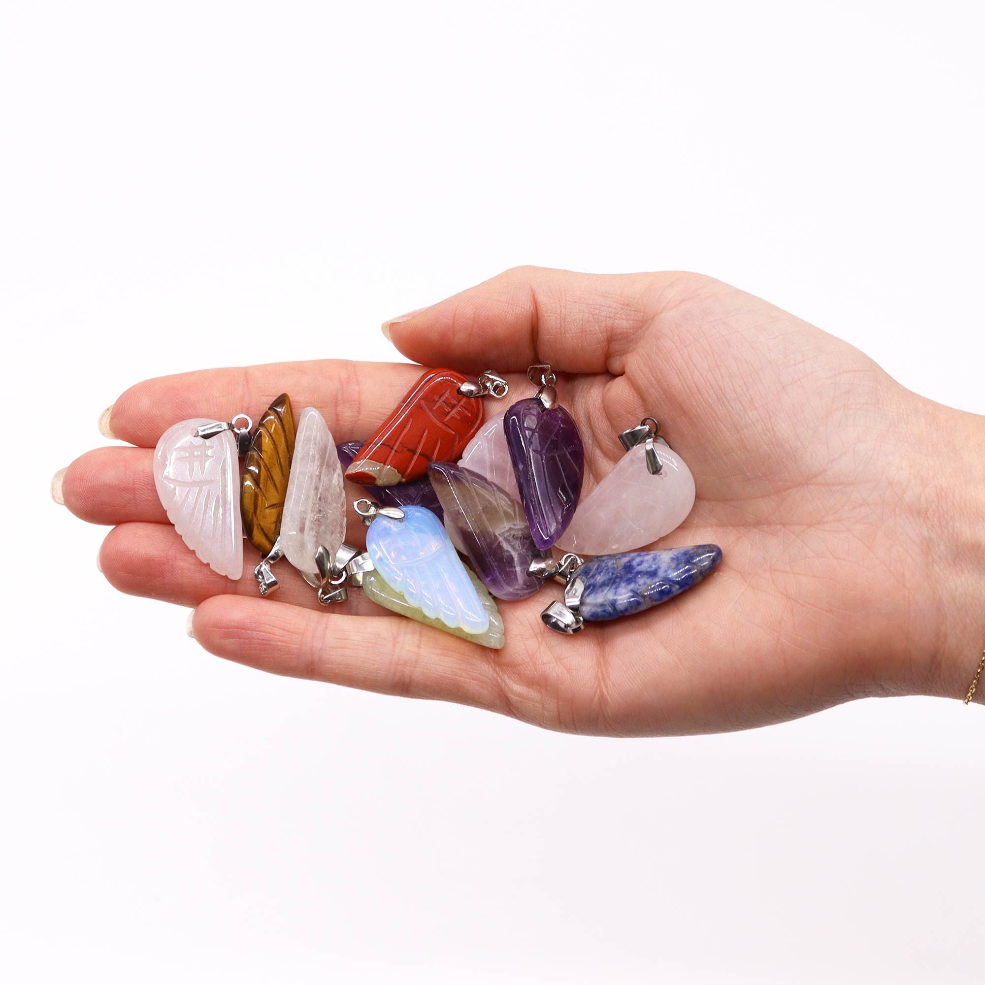 Gemstone Angel Wings Pendants Assorted Set of 12 Pieces