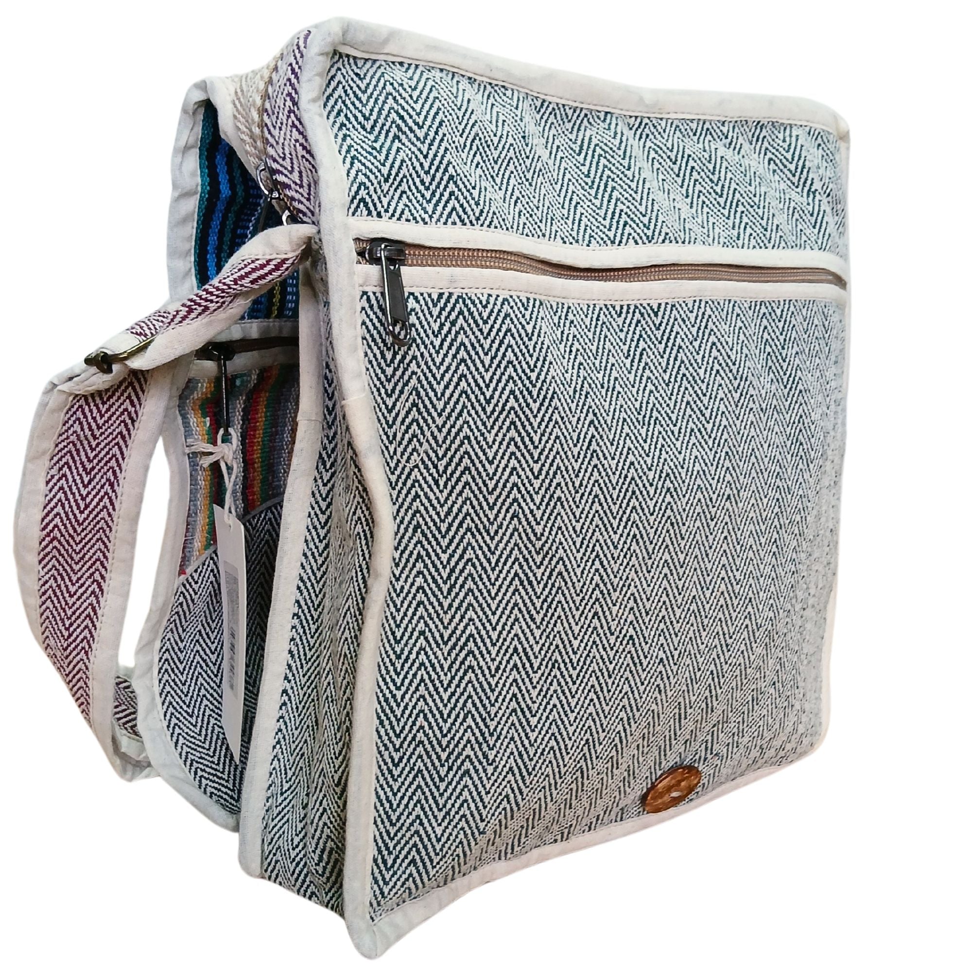 Hemp Laptop Messenger Bag with Curves Design for Everyday Use