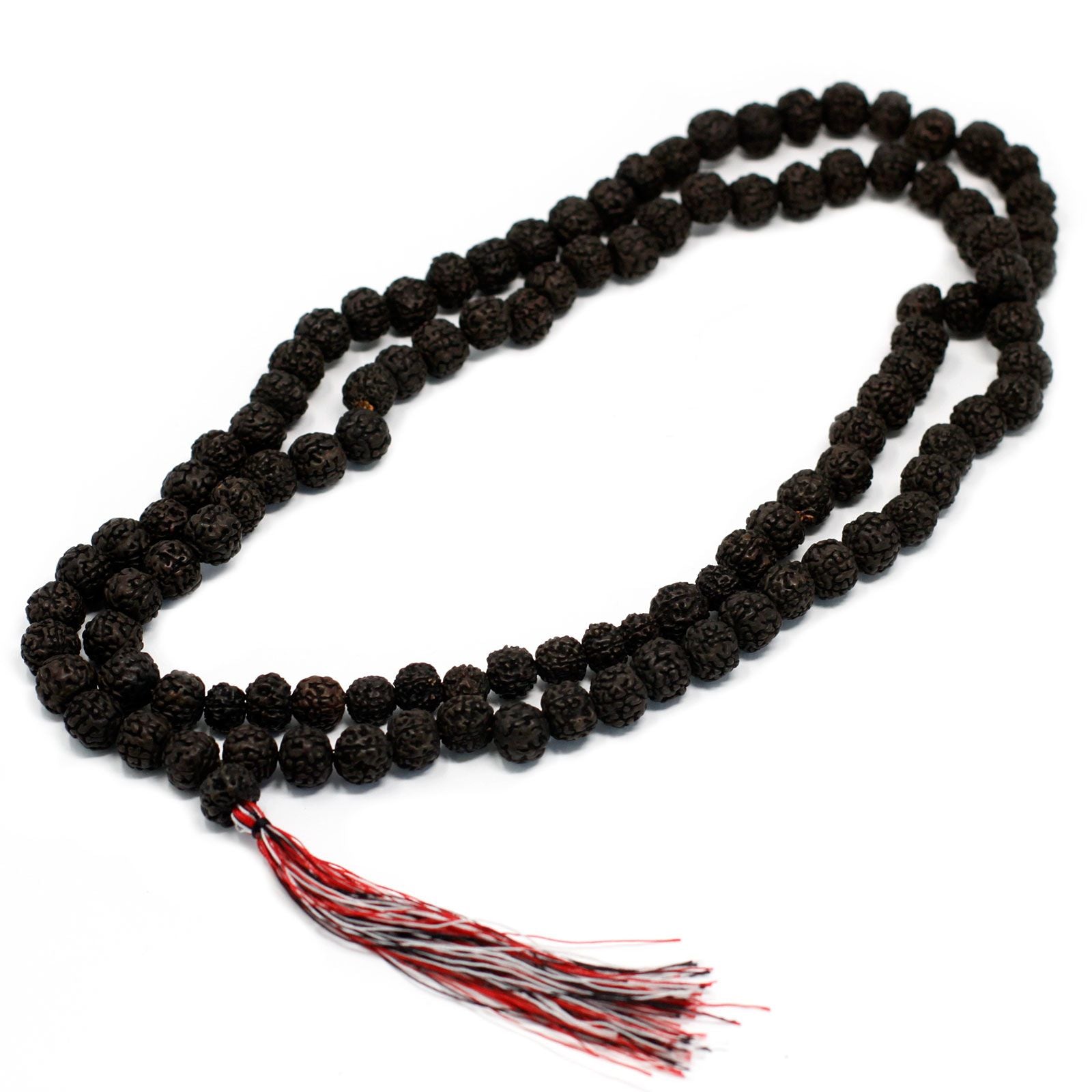 108 Rudraksha Mala Dark with Chunky Tassel for Spiritual Practices