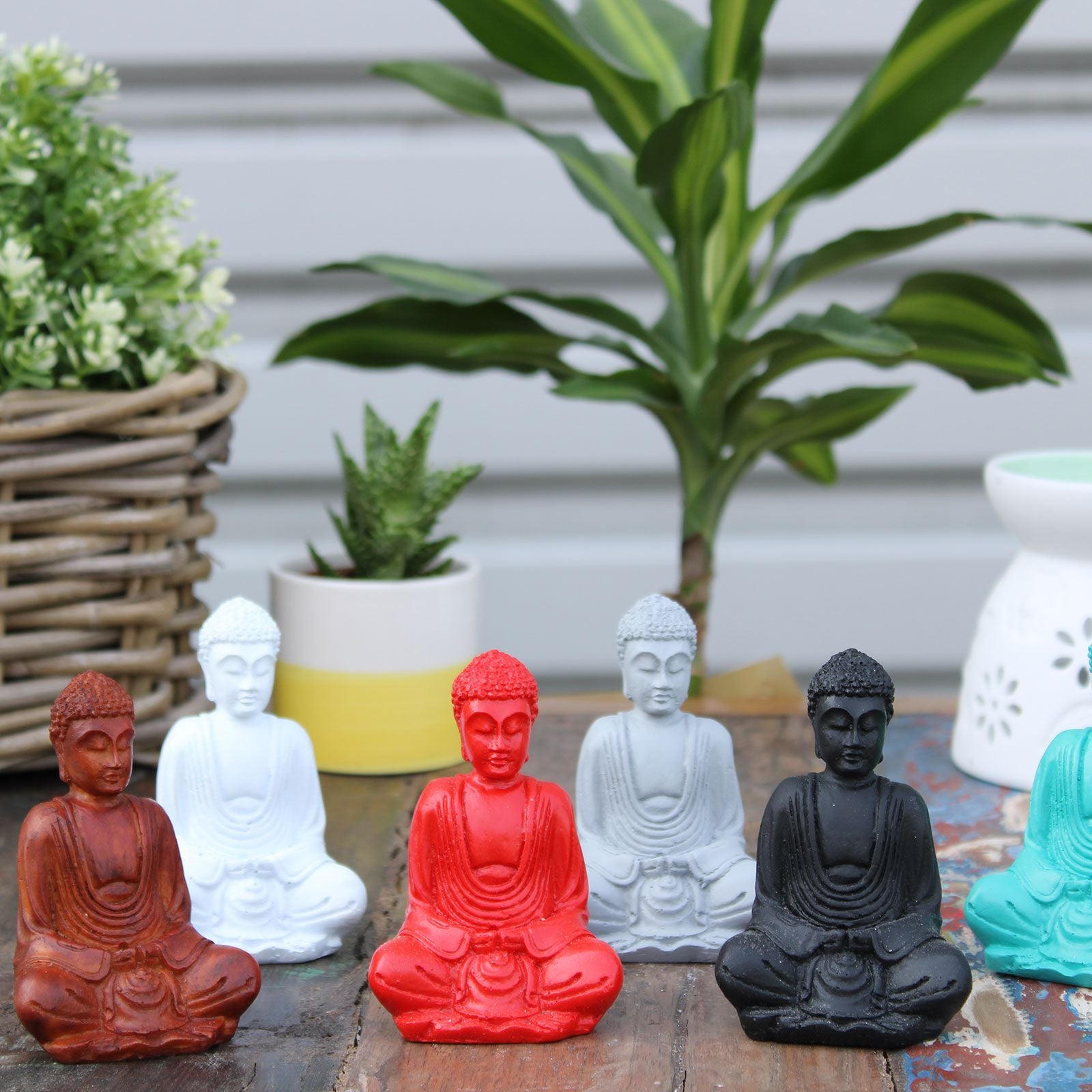 Matt Mini Buddha Statues in Assorted Colours for Home Decor