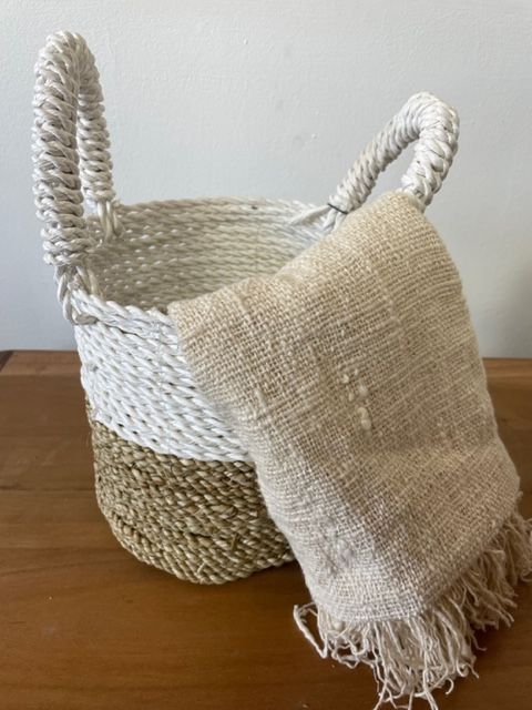 Seagrass Basket Set Natural White for Stylish Storage Solutions
