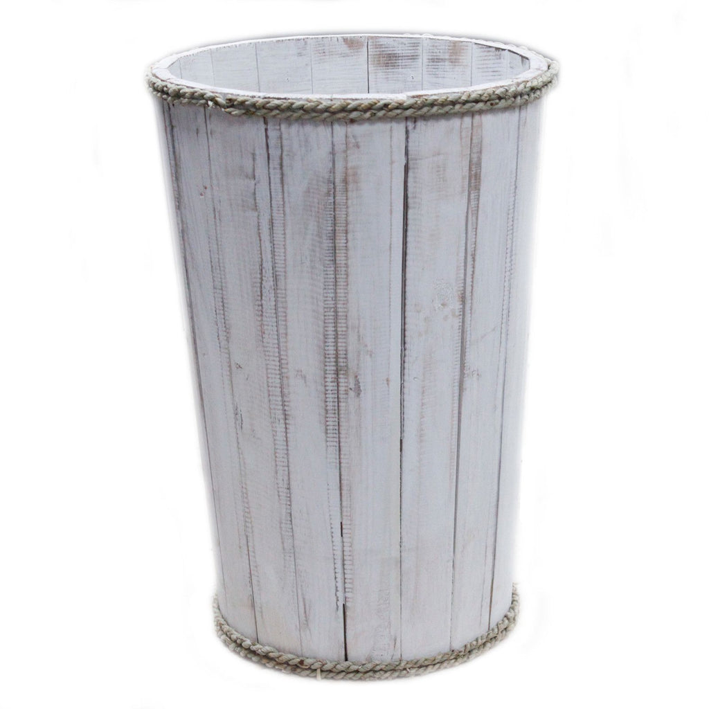 Large Wooden Storage Tub in Whitewash for Home Organisation