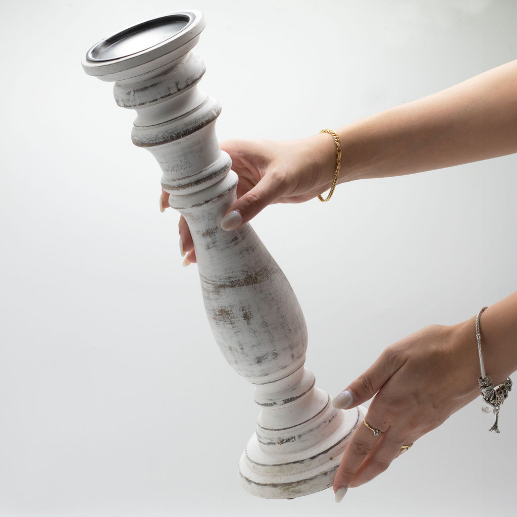Large Classic Whitewash Candle Stand for Home Decor Styles