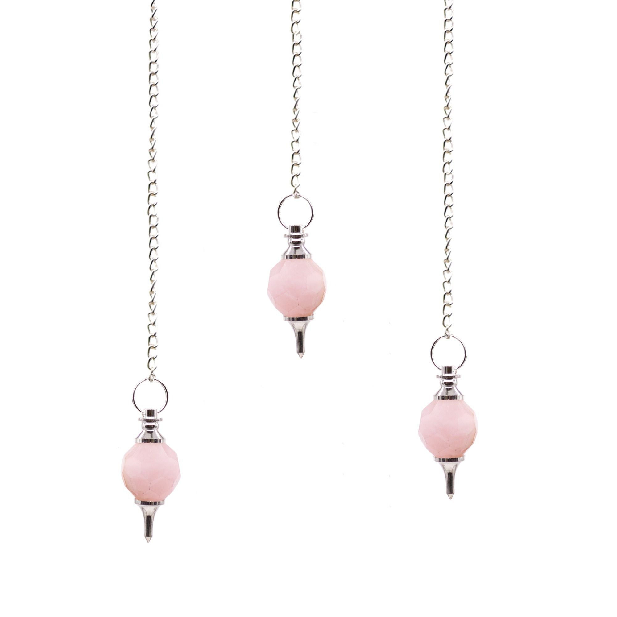 Faceted Gemstone Pendulum in Rose Quartz for Dowsing Gifts