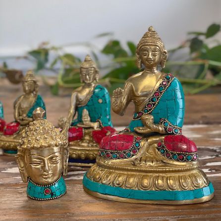 Brass Buddha Figure Blessing 15cm Ideal for Elegant Home Decor