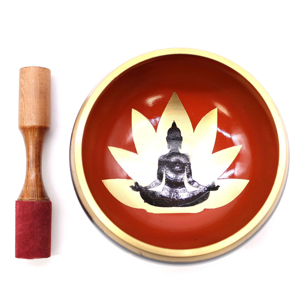 Large Black and Orange Buddha Singing Bowl Set for Home Decor