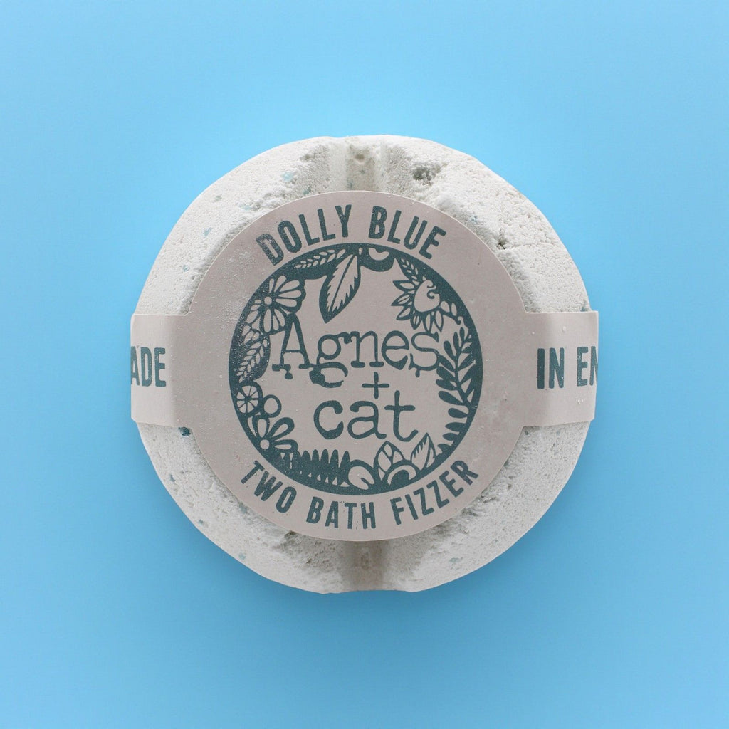 Agnes + Cat Bath Fizzer Dolly Blue for a Soothing Relaxing Soak