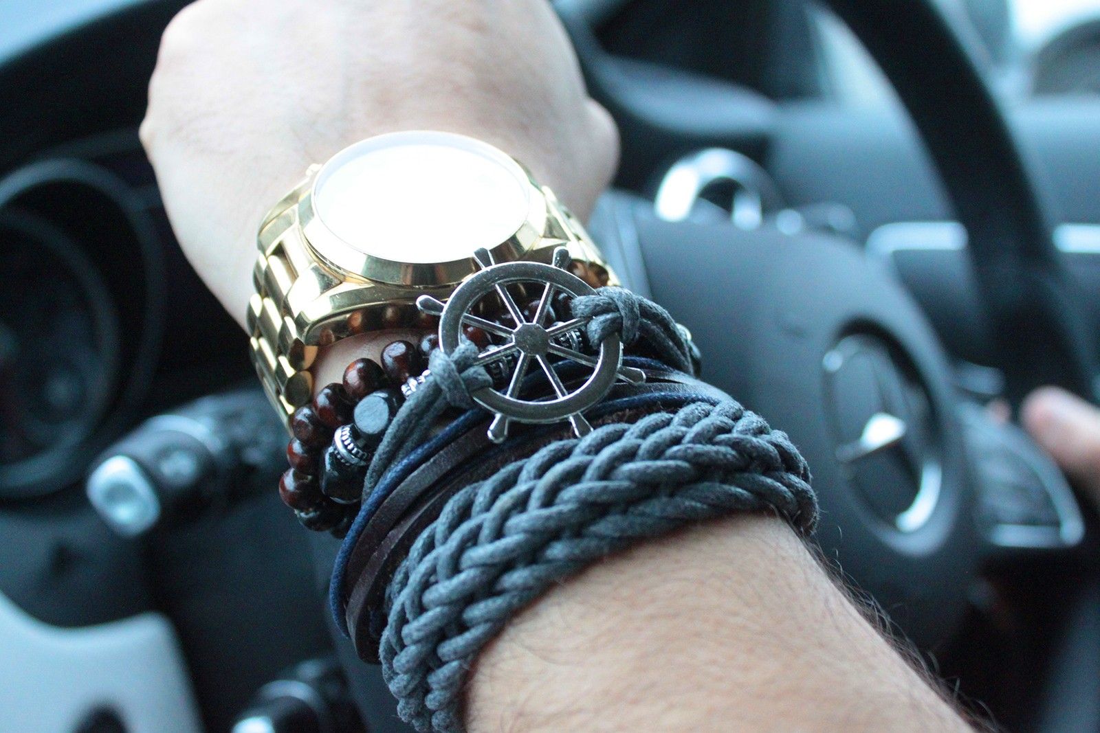Stylish Mens Bracelet Sets with Tanned Leather and Unique Designs