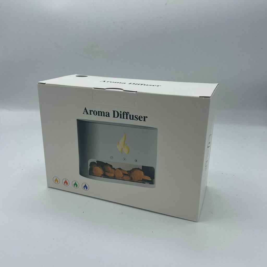 White Blaze Aroma Diffuser with Himalayan Salt Chamber Flame Effect