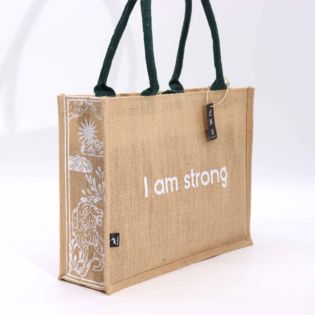 Hop Hare Jute Big Bag with Lion Design I am Strong