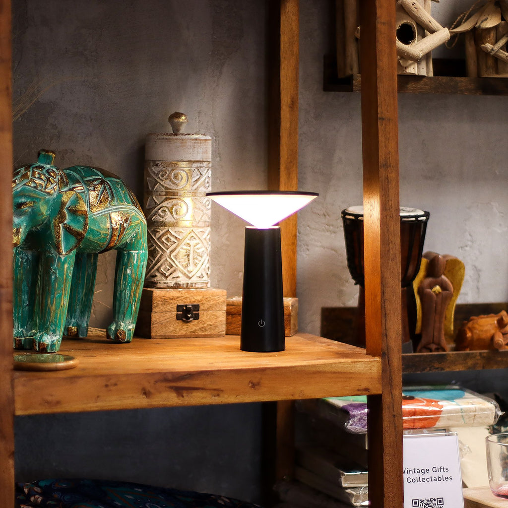 Touch Lamp Black Mushroom Design with Adjustable Pattern Light