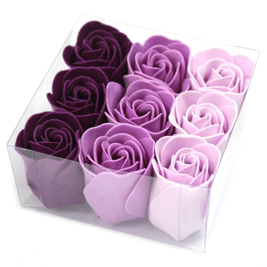 Set of 9 Soap Flower Lavender Roses for Luxurious Bathing