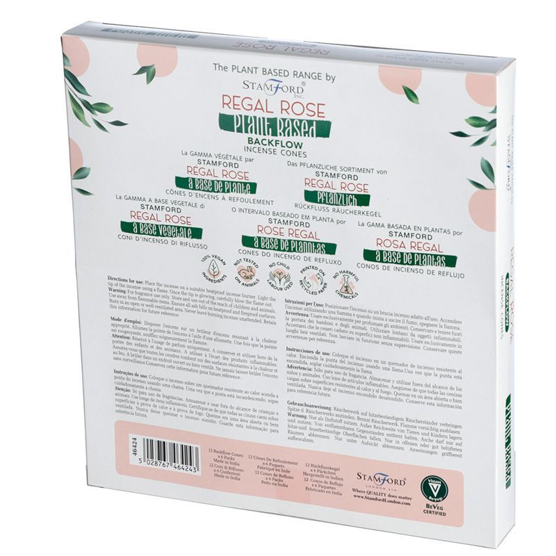Plant Based Backflow Incense Cones Regal Rose for Home Fragrance