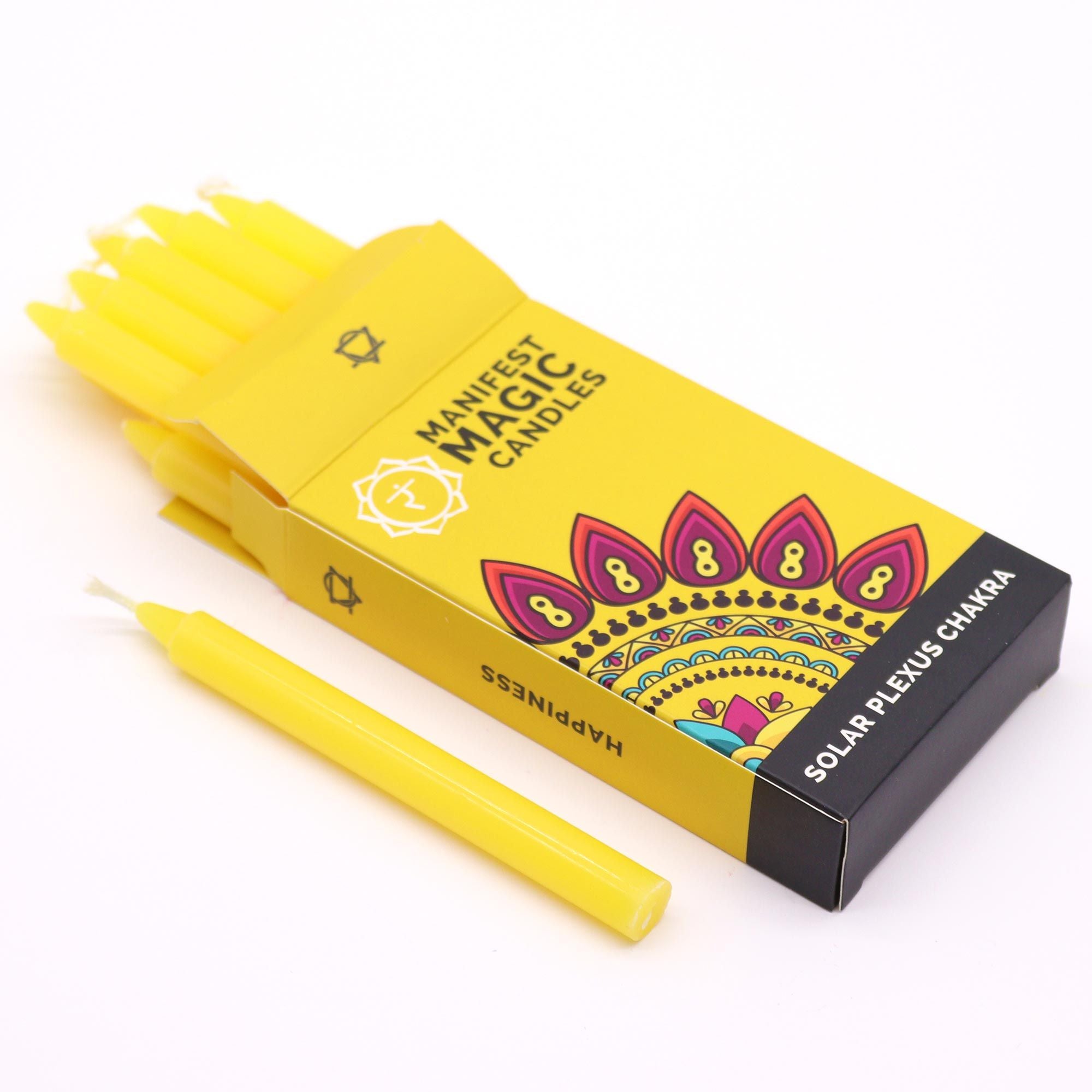 Manifest Magic Candles Pack of 12 in Vibrant Yellow for Energy