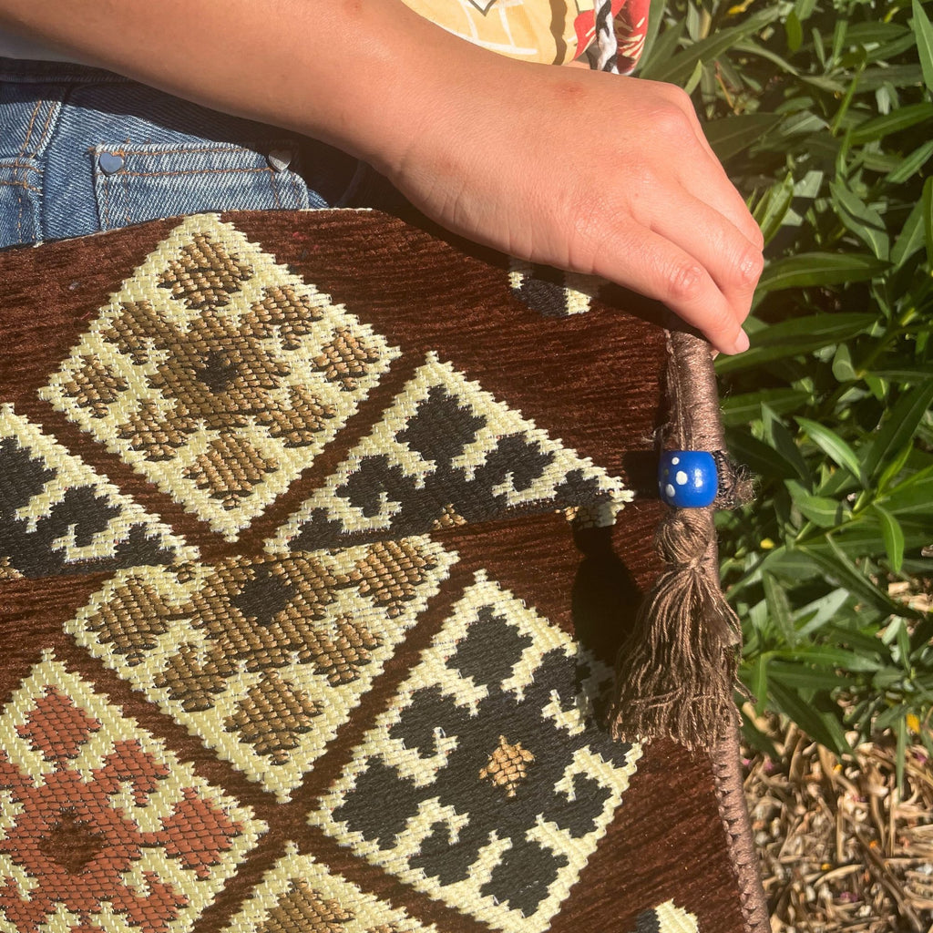 Chocolate Kilim Messenger Festival Bag with Intricate Patterns
