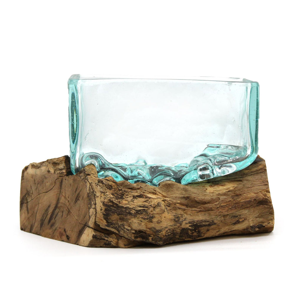 Molten Glass Tank on Wood with Stand Medium Bowl for Display