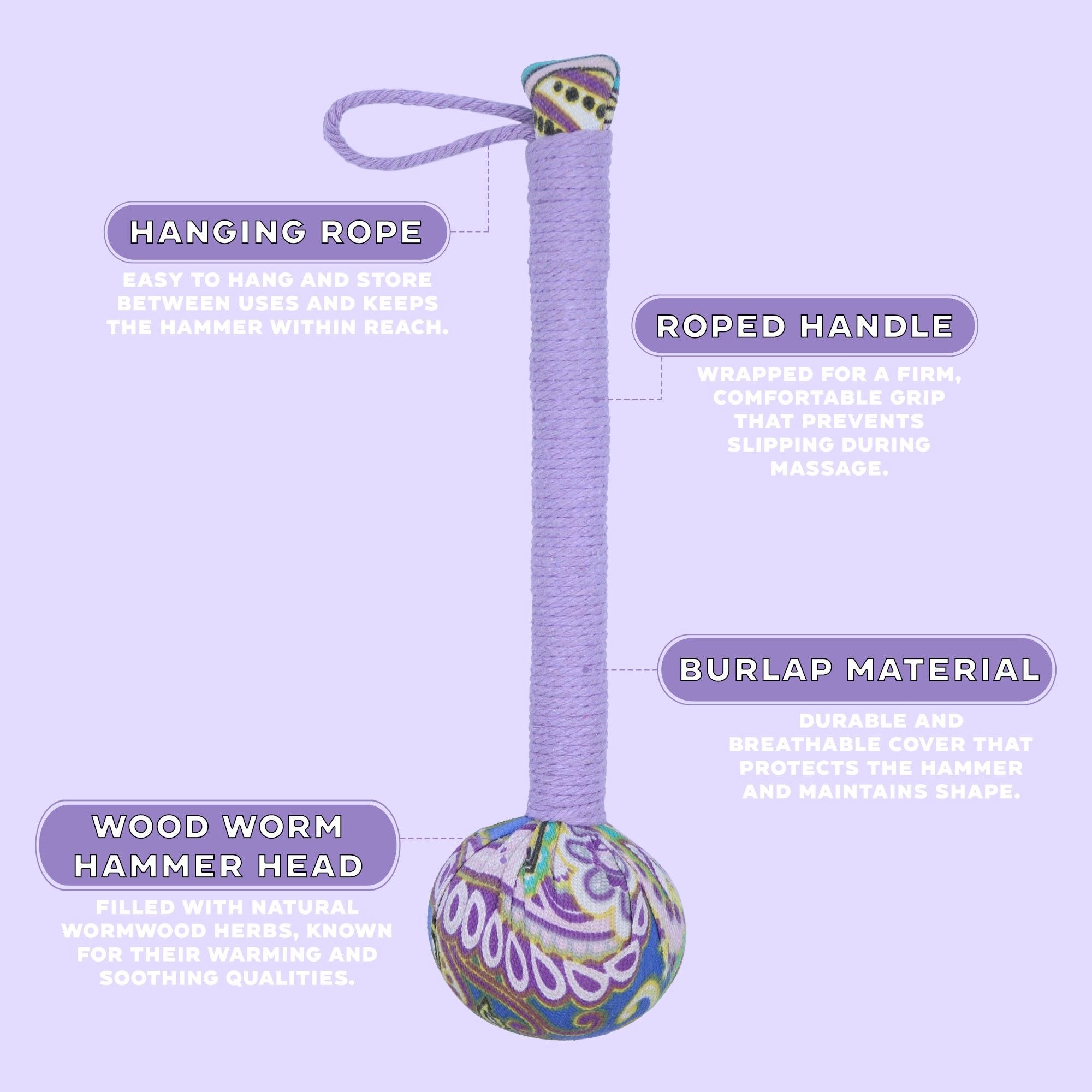 Wormwood Massage Hammer Lavender for Tension Relief and Relaxation
