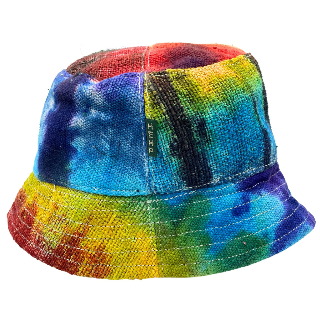 Vibrant Tiedye Patched Hemp and Cotton Boho Festival Hat for Style