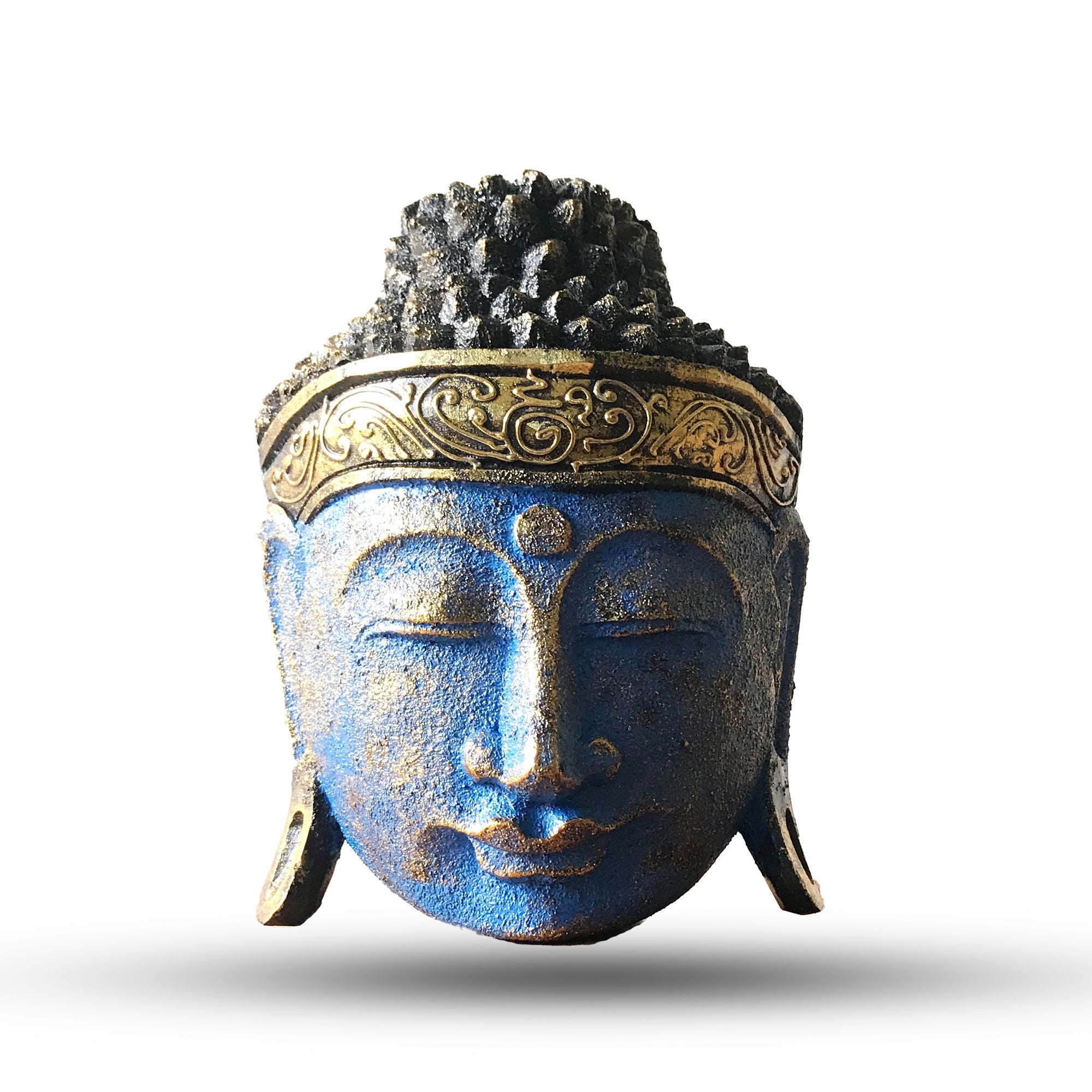 Home Decoration Buddha Head 25cm Blue Shine Finish Accent Piece